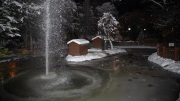 Ankara'nın simgelerinden Kuğulu Park'taki havuz buz tuttu